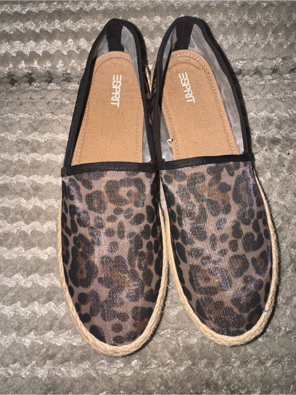 Esprit Leopard Print Espadrille Slip-Ons - Black & Brown